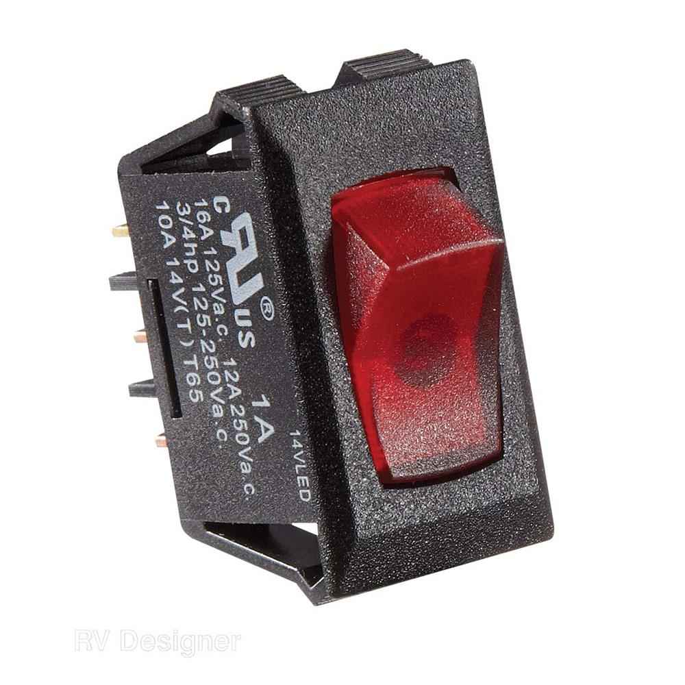 RockersWinch On/Off SPST Black/Red Cutout 550