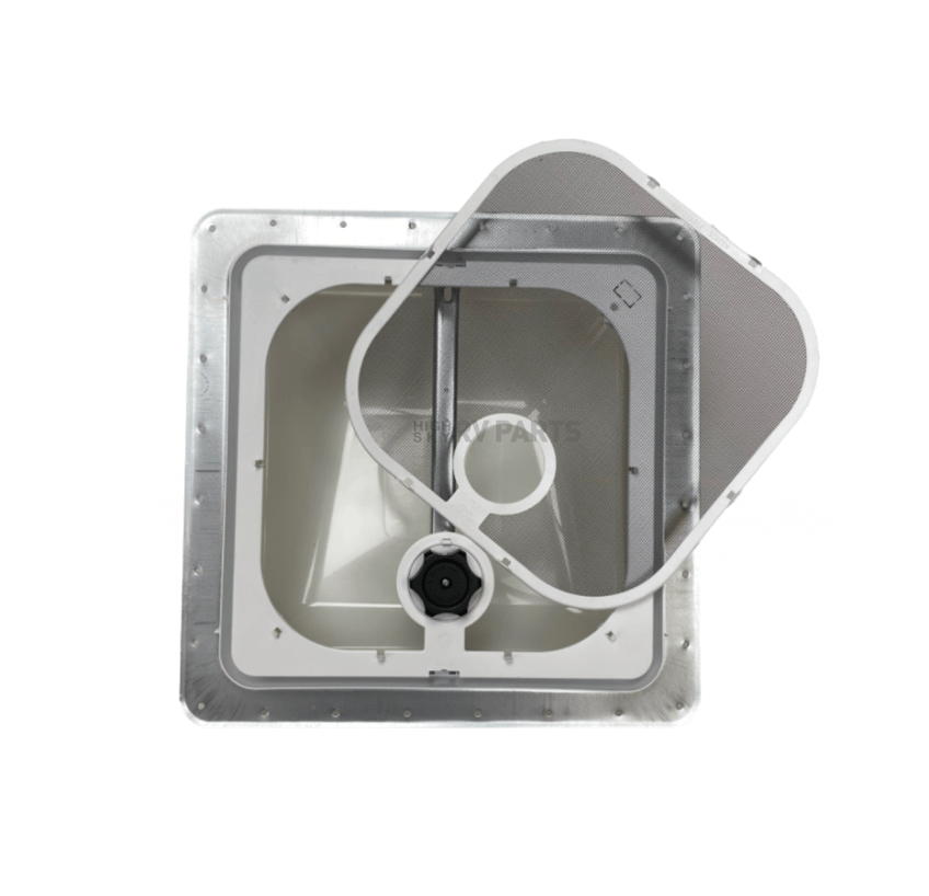 Roof Vent Ventline V2094 - 601 - 00 Manual Opening, 14 - 1/4" x 14 - 1/4", With Screen, With 12 Volt Fan, Polypropylene - Young Farts RV Parts