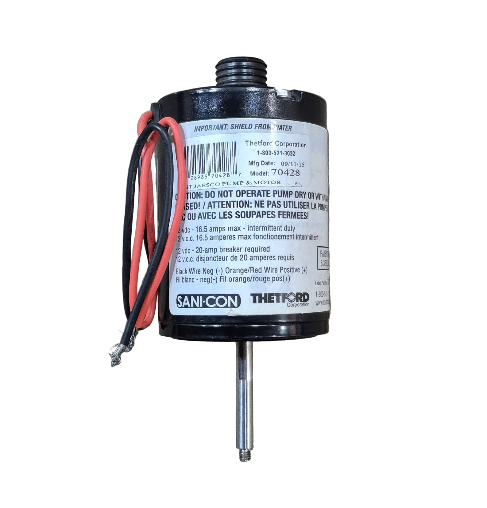 Sani - Con/ Thetford Twist - On Macerator Pump REPLACEMENT MOTOR - 70428 - Young Farts RV Parts