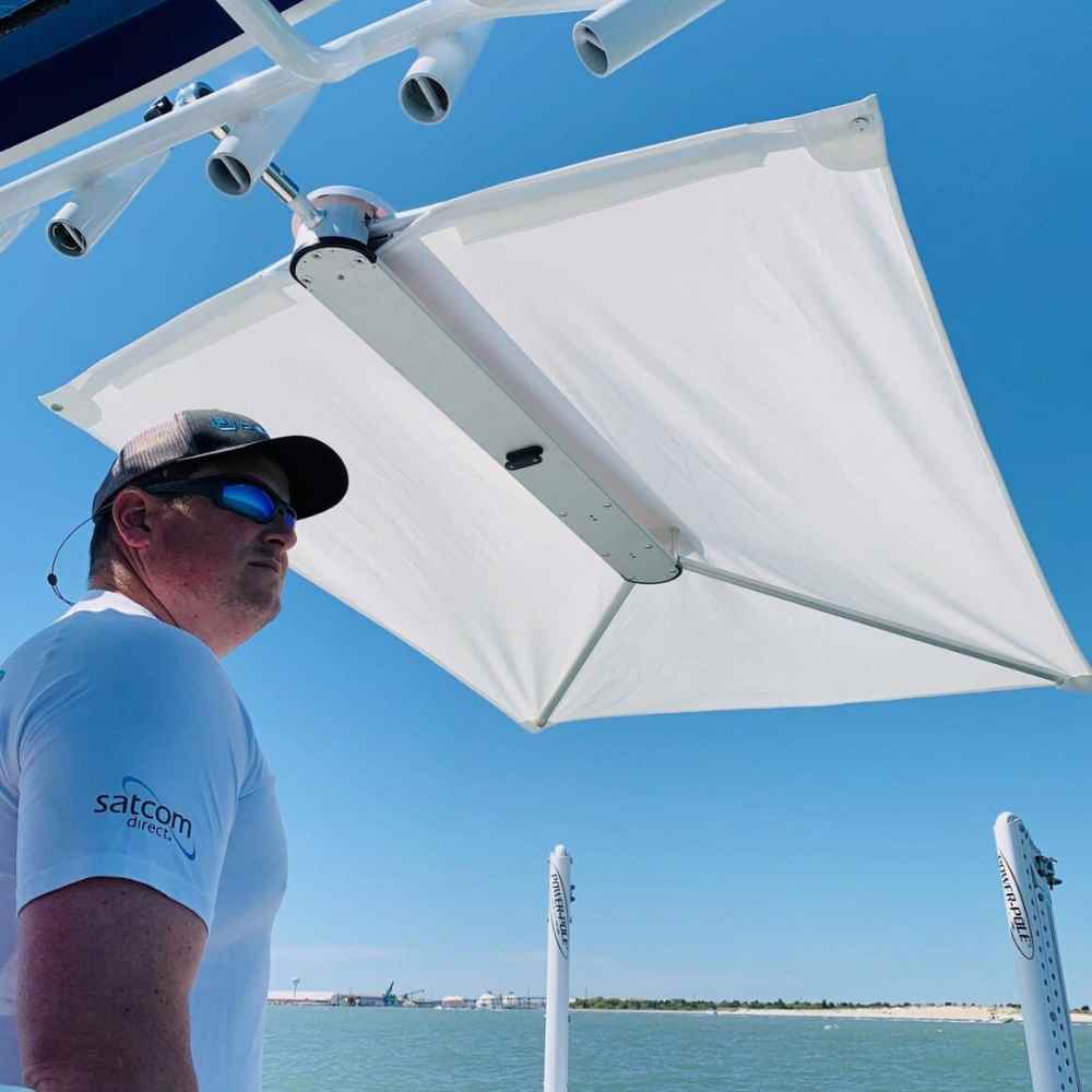 ShadeFin w/White Fabric, Bag & Fixed Rod Holder Mount Kit - Young Farts RV Parts