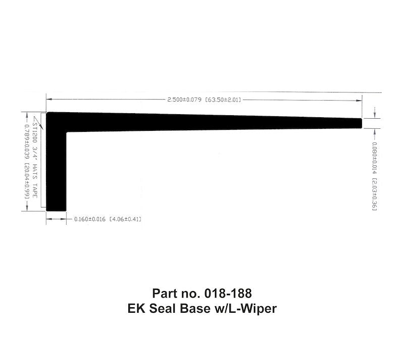 Slide Out Seal AP Products 018 - 188 EK L Wiper, 2 - 1/2" Thickness x 0.789" Width x 20 Foot Length, Black With Hats Red Tape - Young Farts RV Parts