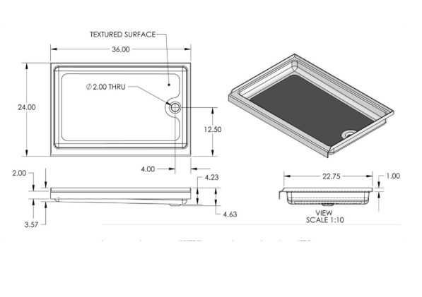 Specialty Recreation SP2436PR Shower Pan 24