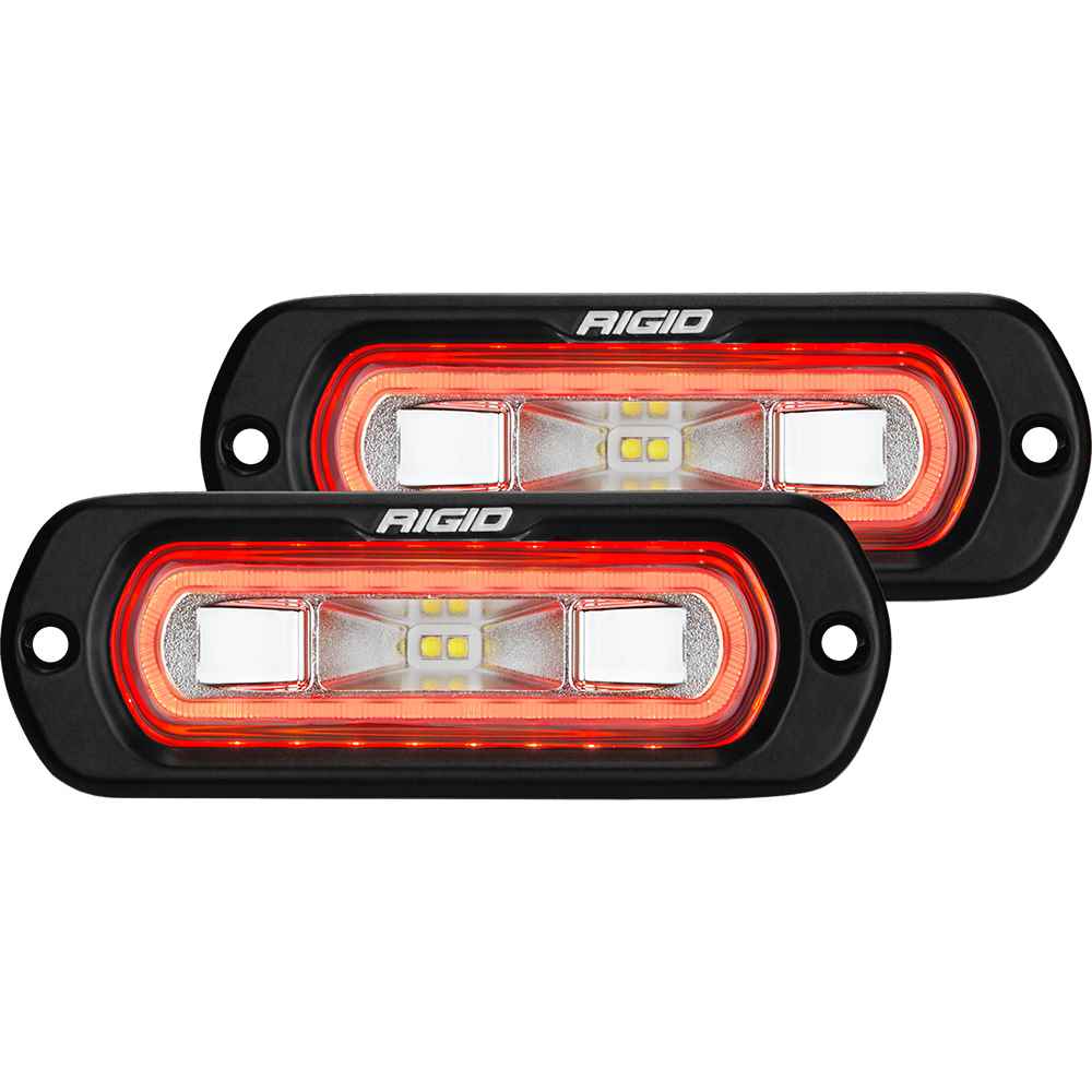 SR - L Series Flush Mount Spreader Light - Black Housing - Red Halo - Young Farts RV Parts