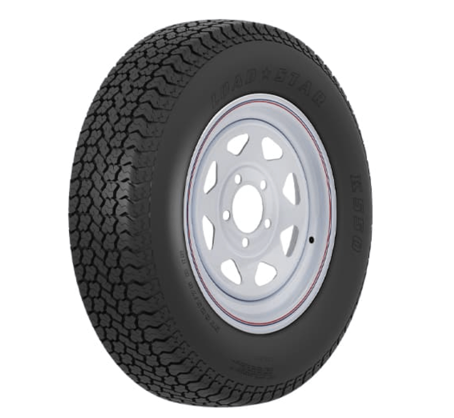 ST205/75D15 Tire/Wheel 15 C/5H Trailer Wheel Mini Modular, White Striped - Young Farts RV Parts