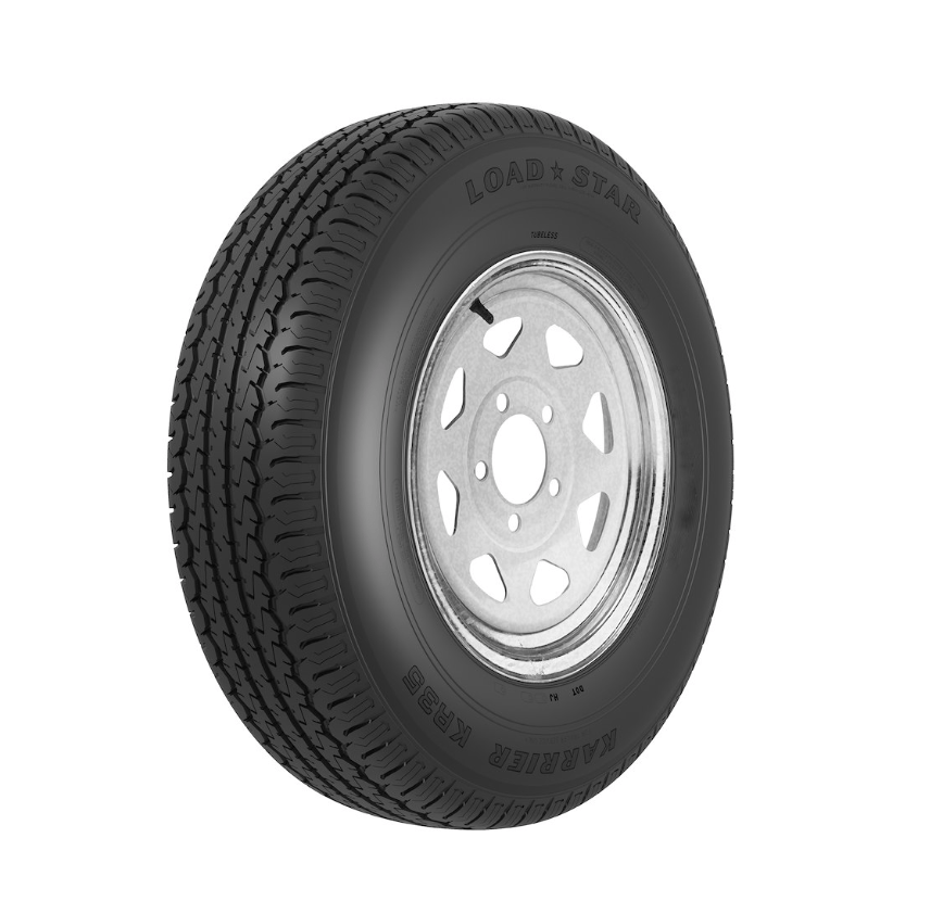 ST205/75R15 Trailer Tire/Wheel 8 Split Spoke, Silver - Young Farts RV Parts