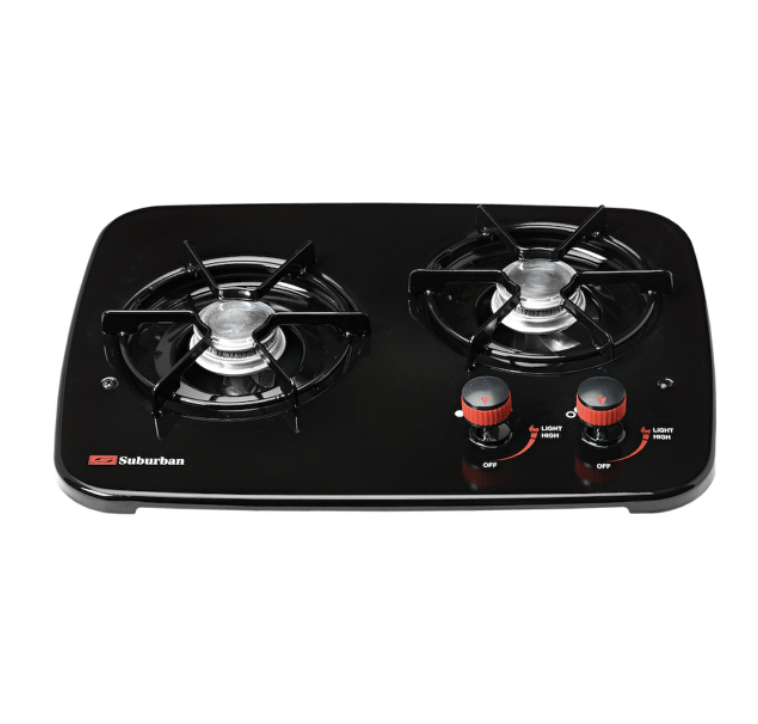 Suburban 3070ABK - Stove Top (2 Burner) Black (not whole unit) Top Panel Only - Young Farts RV Parts