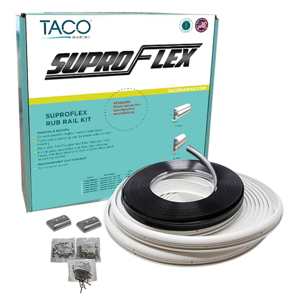 SuproFlex Rub Rail Kit - White with Flex Chrome Insert - 2