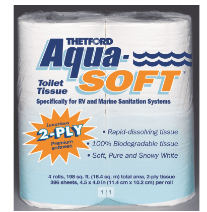Thetford 03300 Aqua - Soft 2 - Ply Toilet Tissue, 4 Roll Pack, Case of 12 - Young Farts RV Parts