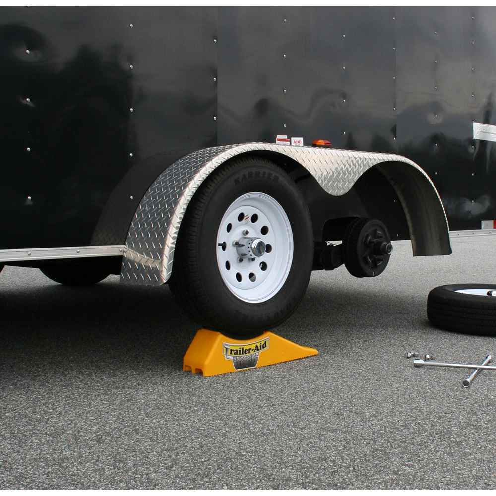 Trailer - Aid "Plus" Tandem Tire Changing Ramp 15,000 Pounds, 5.5 Inch Lift Yellow - Young Farts RV Parts