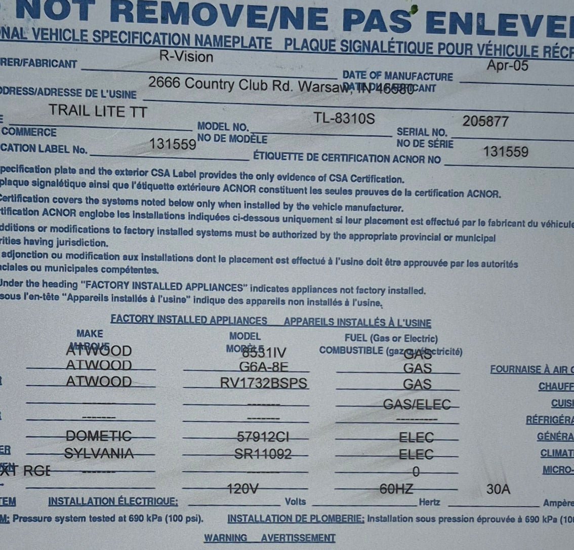 Trailer Frame BUMPER PULL - Young Farts RV Parts