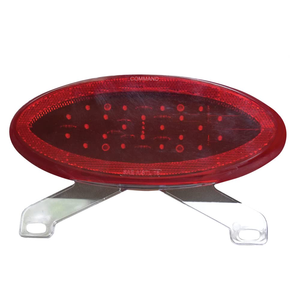 Trailer Light Creative Products 003 - 85L Command ®, Stop/ Turn/ Tail Light, LED Bulb, Elliptical Shape, Red, 9 - 3/4" x 4 - 1/4" x 1.1", With License Plate Bracket And Reflex - Young Farts RV Parts