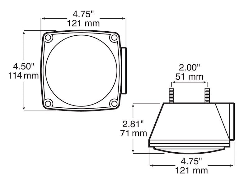 Trailer Light Peterson Mfg. V440 Stop/ Turn/ Tail Light, Incandescent Bulb, Square, Red, 4 - 3/4