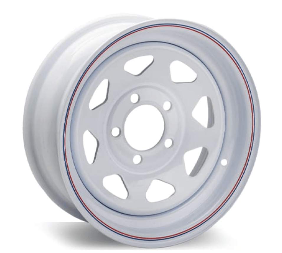 Trailer Wheel 5 - Lug 14X6JJ 8 Spoke, White - Young Farts RV Parts