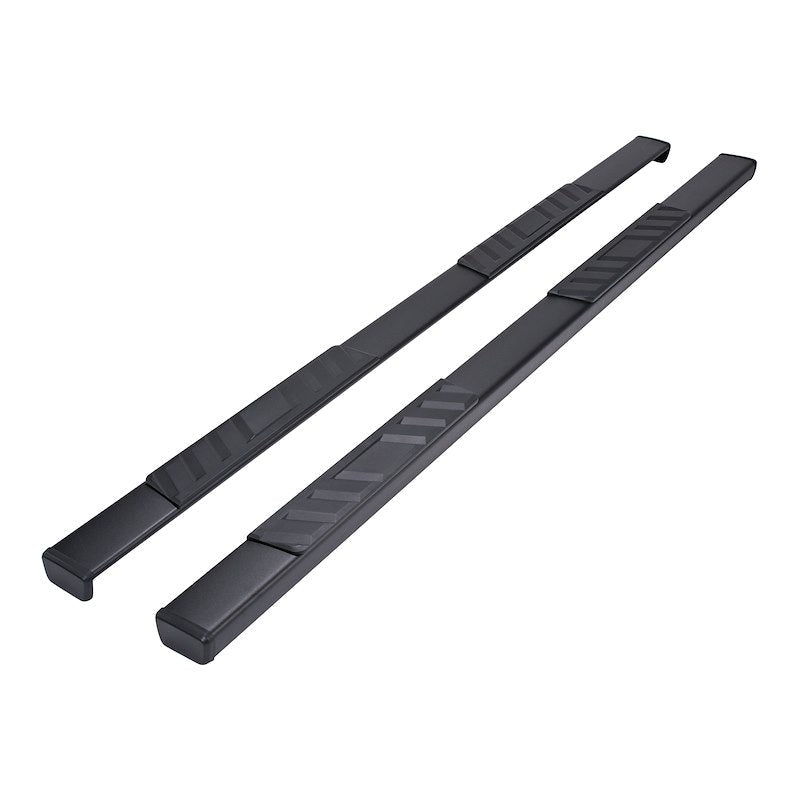 TRAILFX 4 Inch Trapezoid Straight Pwdr Ctd Titanium Black Steel Plastic End Caps A4005B - Young Farts RV Parts
