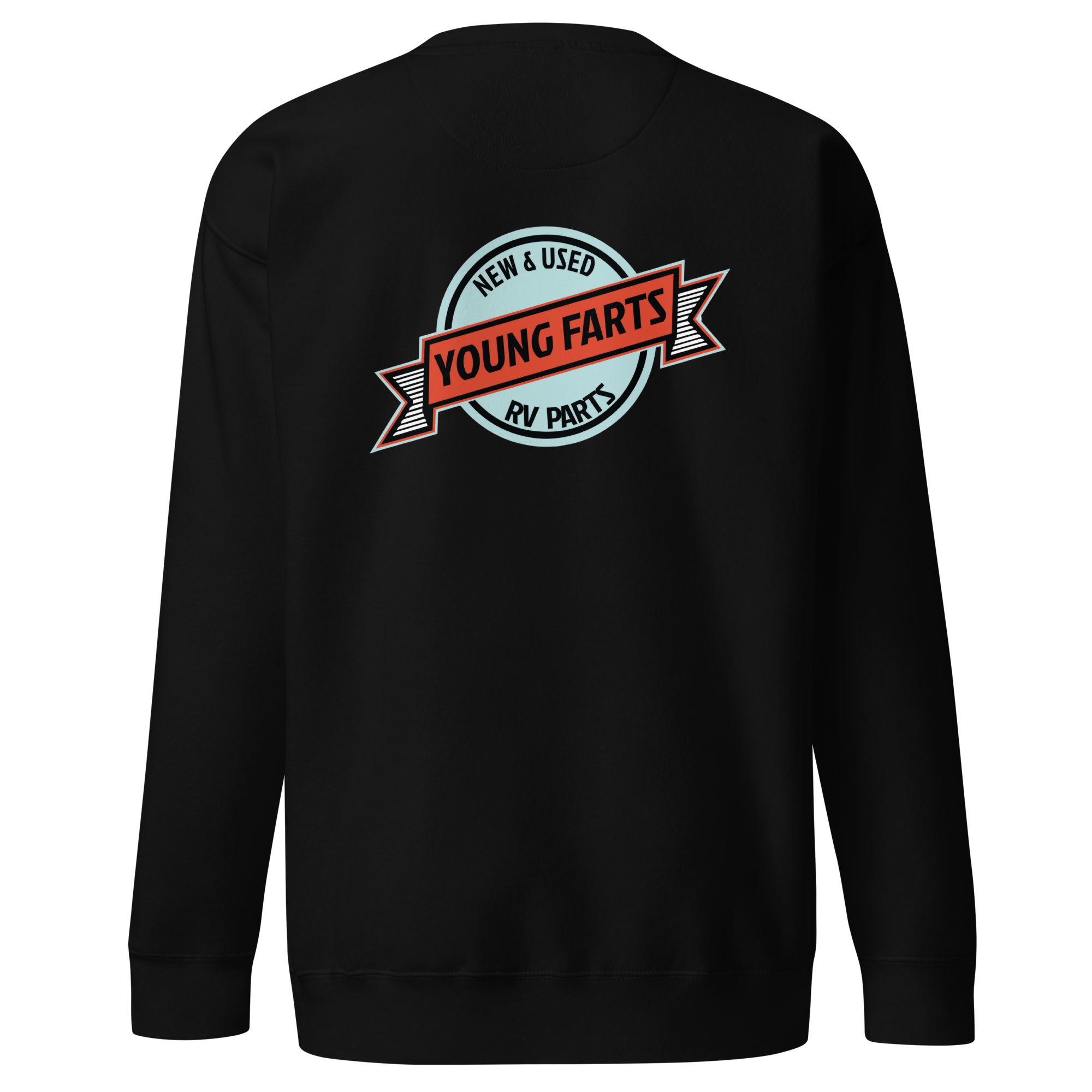 Young Farts Crewneck Sweatshirt with front and back print in Black