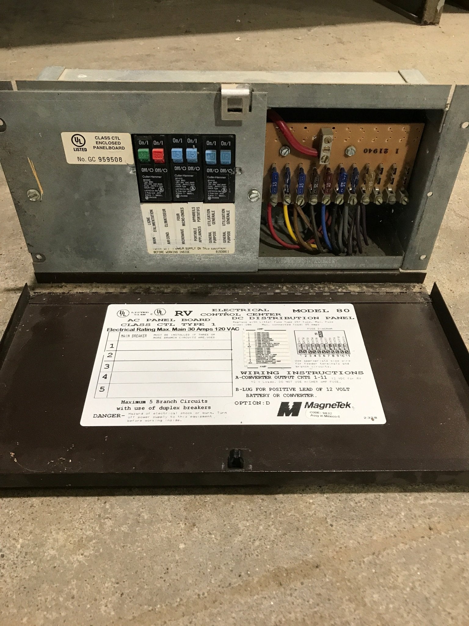 Used 20 AMP MAGNETEK DC Distribution Panel 80 - Young Farts RV Parts