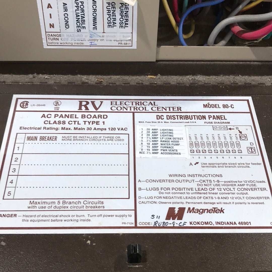 Used 30 AMP MAGNETEK DC Distribution Panel 80-C - Young Farts RV Parts