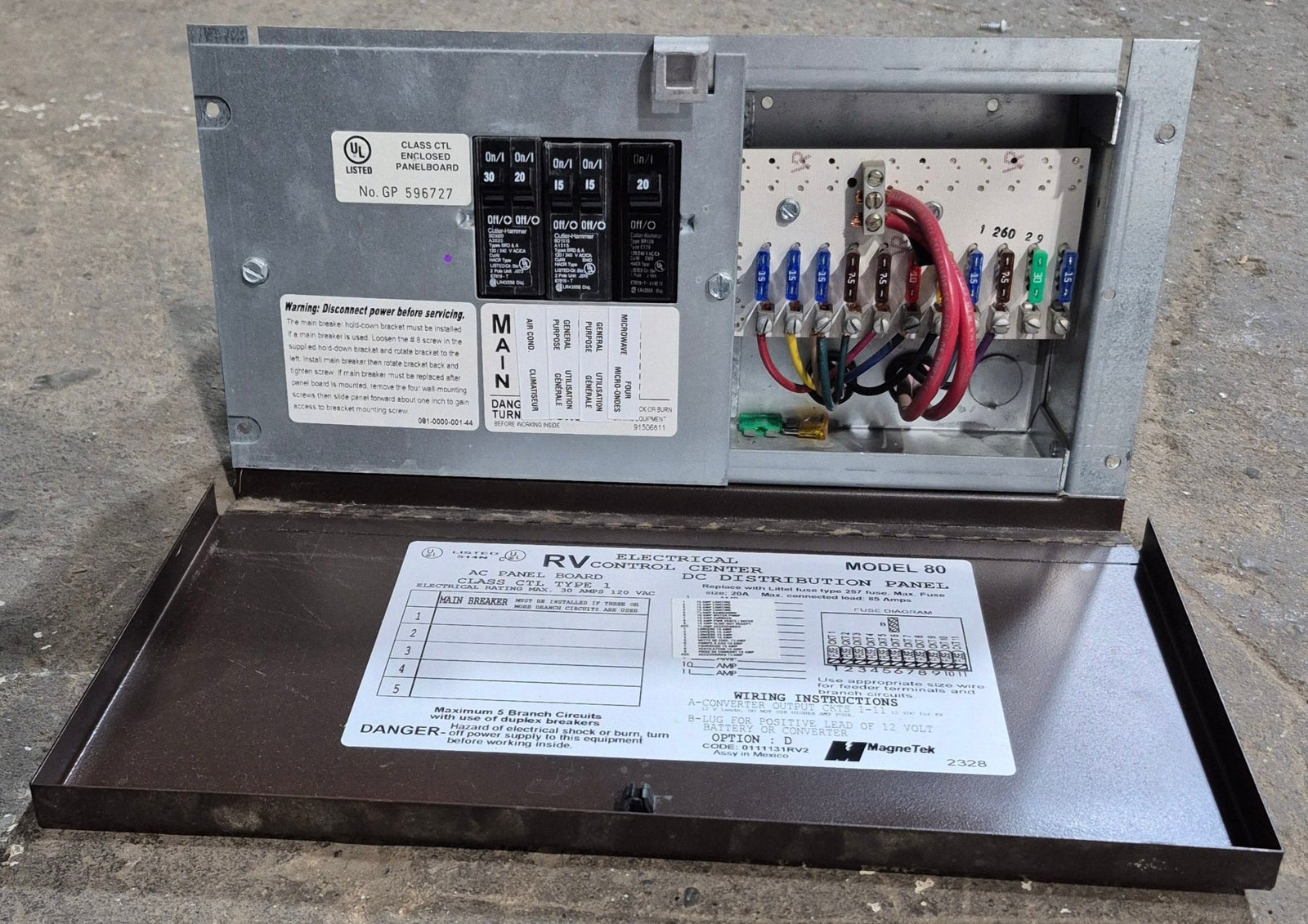 Used 30 AMP Magnetek DC Distribution Panel - Model 80 - Young Farts RV Parts