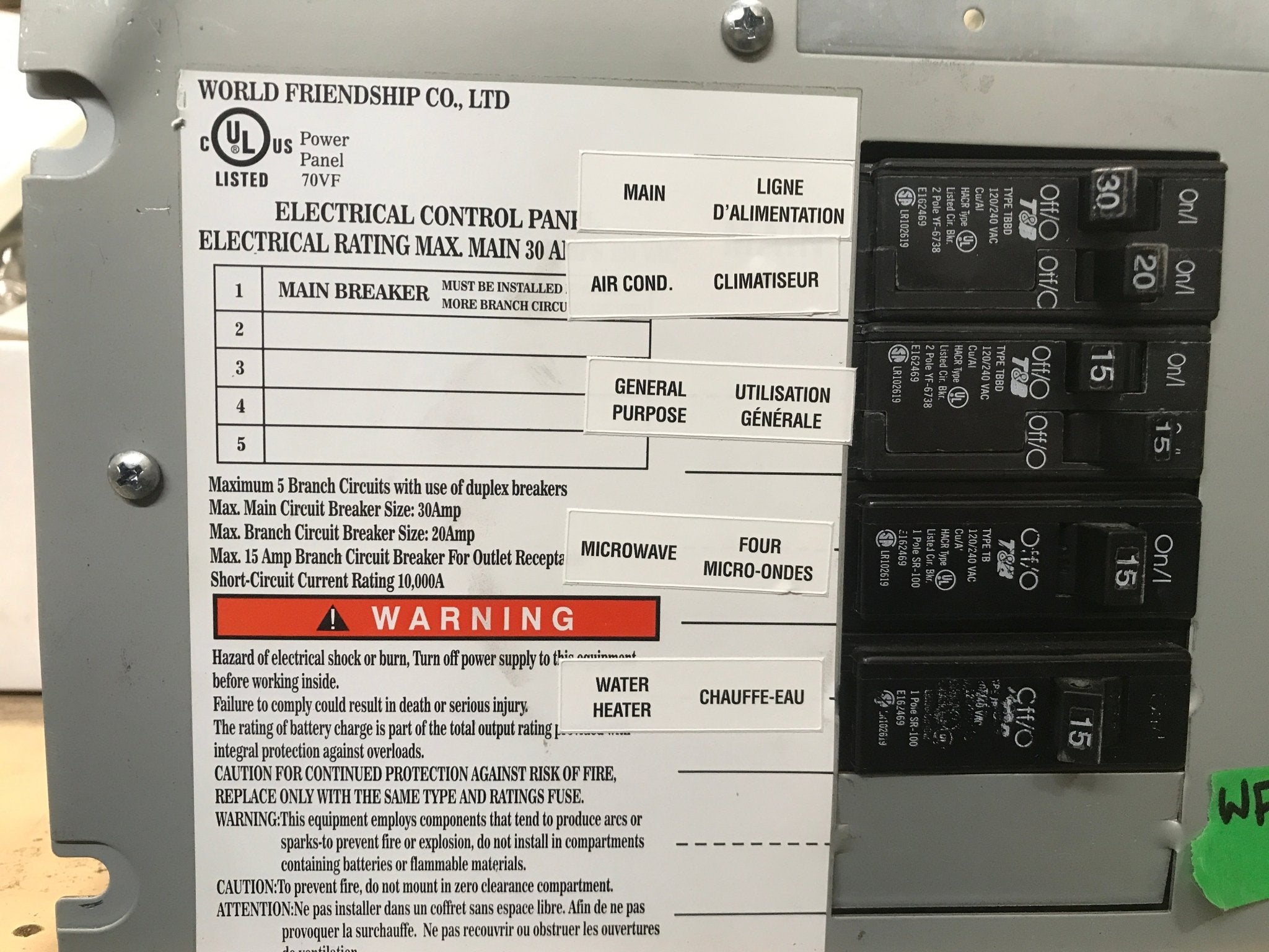 Used 30 AMP Power Distribution Panel WF - 8914 - Young Farts RV Parts