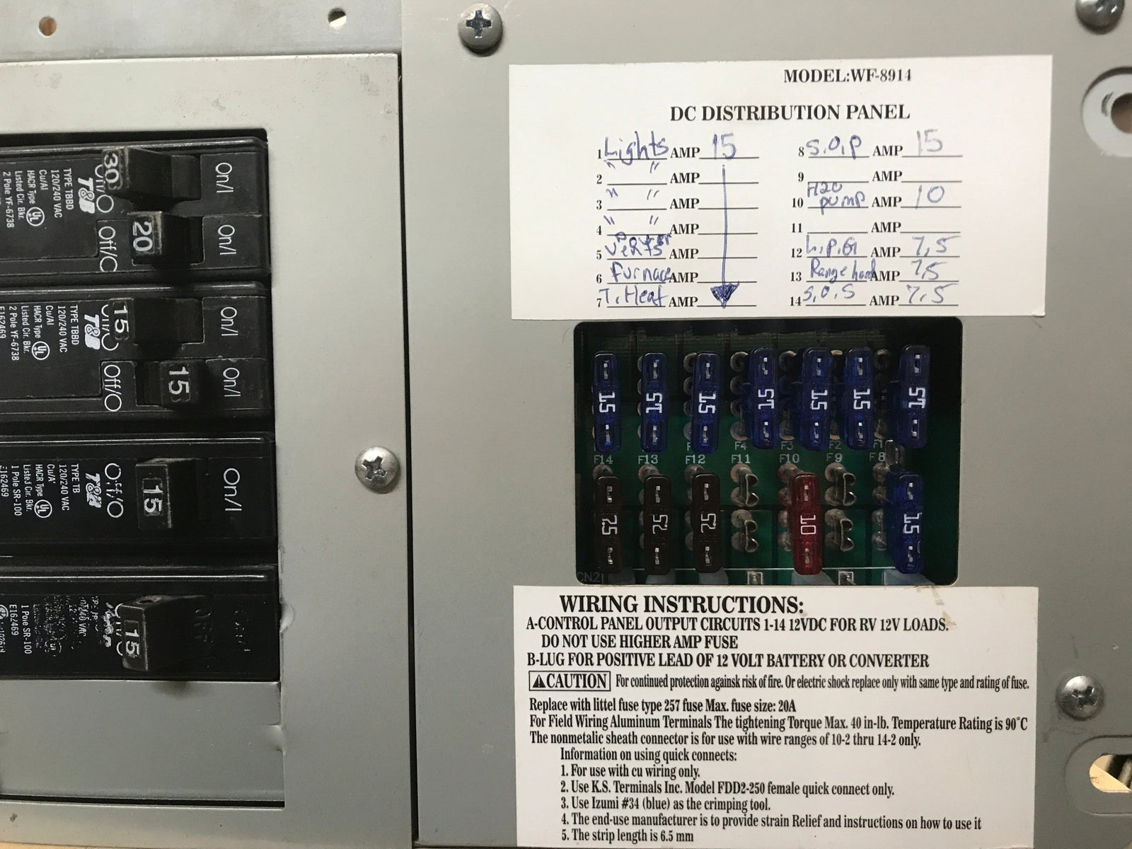 Used 30 AMP Power Distribution Panel WF - 8914 - Young Farts RV Parts