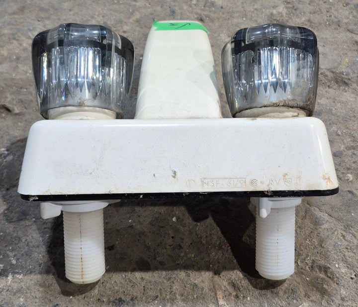 Used 4" Bathroom Faucet Bone With Smoked Knobs - Young Farts RV Parts