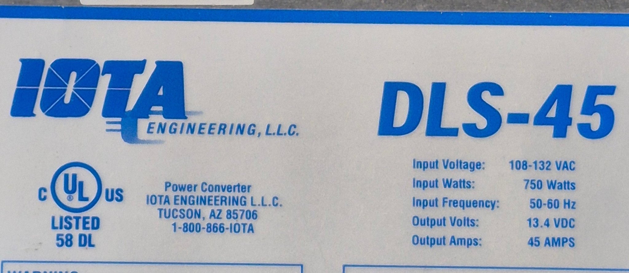 Used 45 AMP IOTA Converter - DLS - 45 - Young Farts RV Parts