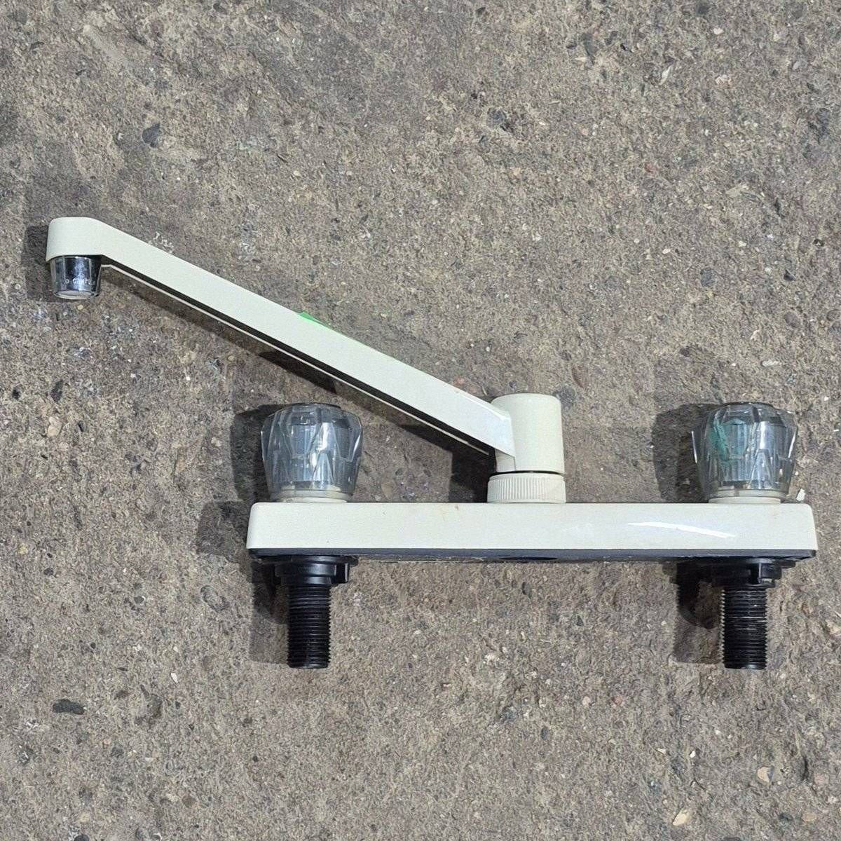 Used 8" Kitchen Faucet, Bone, Smoked Knobs - Young Farts RV Parts