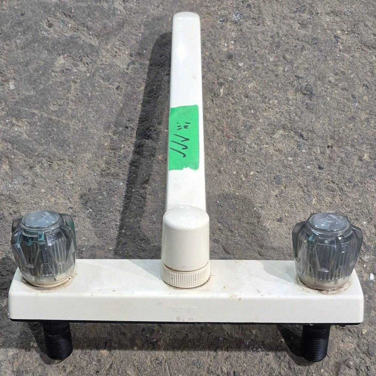 Used 8" Kitchen Faucet, Bone, Smoked Knobs - Young Farts RV Parts