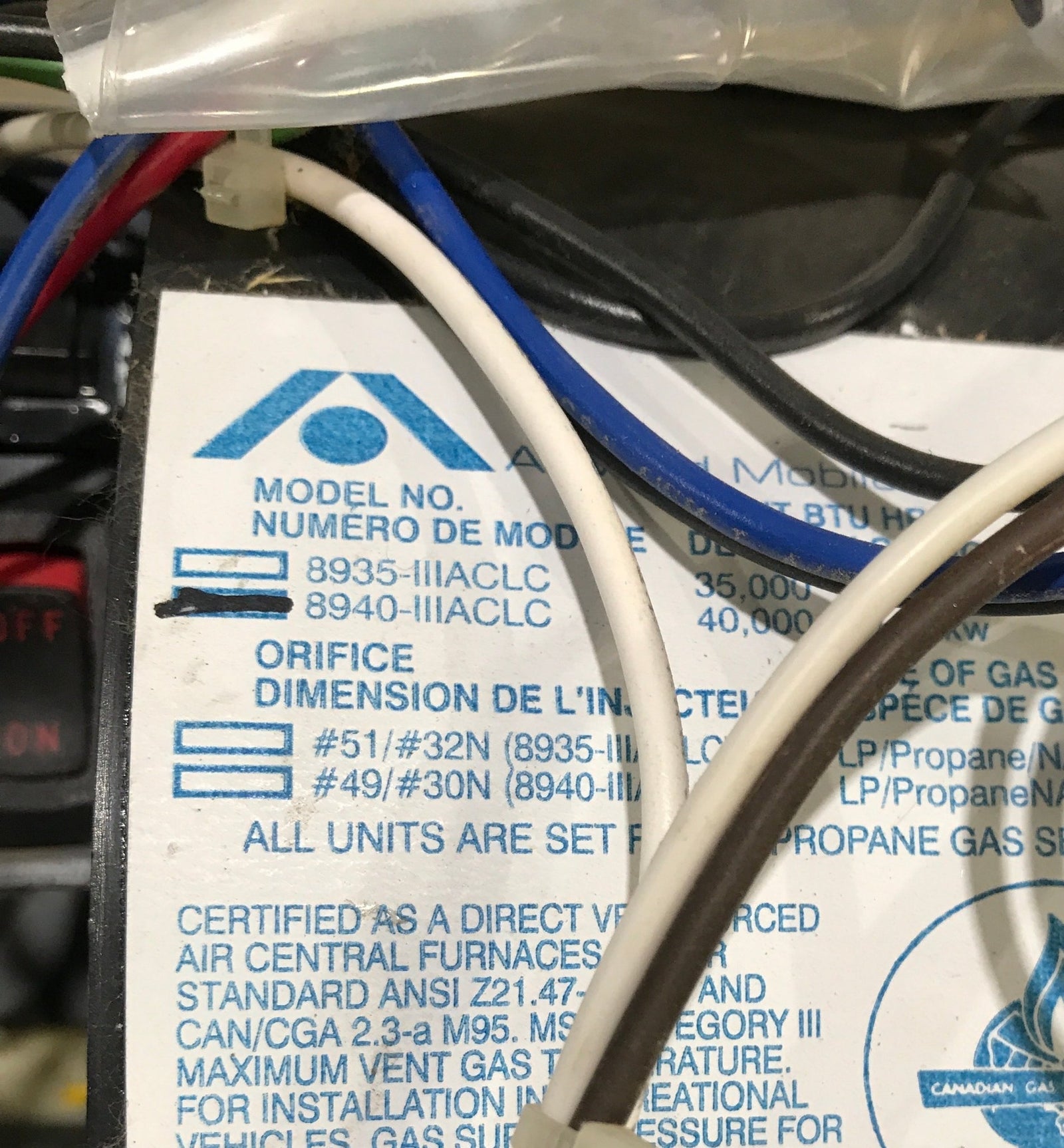 USED 8940 - III ACLC Atwood RV 120 VOLT Furnace - 40,000 BTU - Young Farts RV Parts