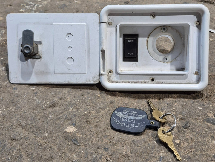 Used Access Hatch Landing Gear Legs Control Switch - 5" W x 6 1/4" H - Young Farts RV Parts