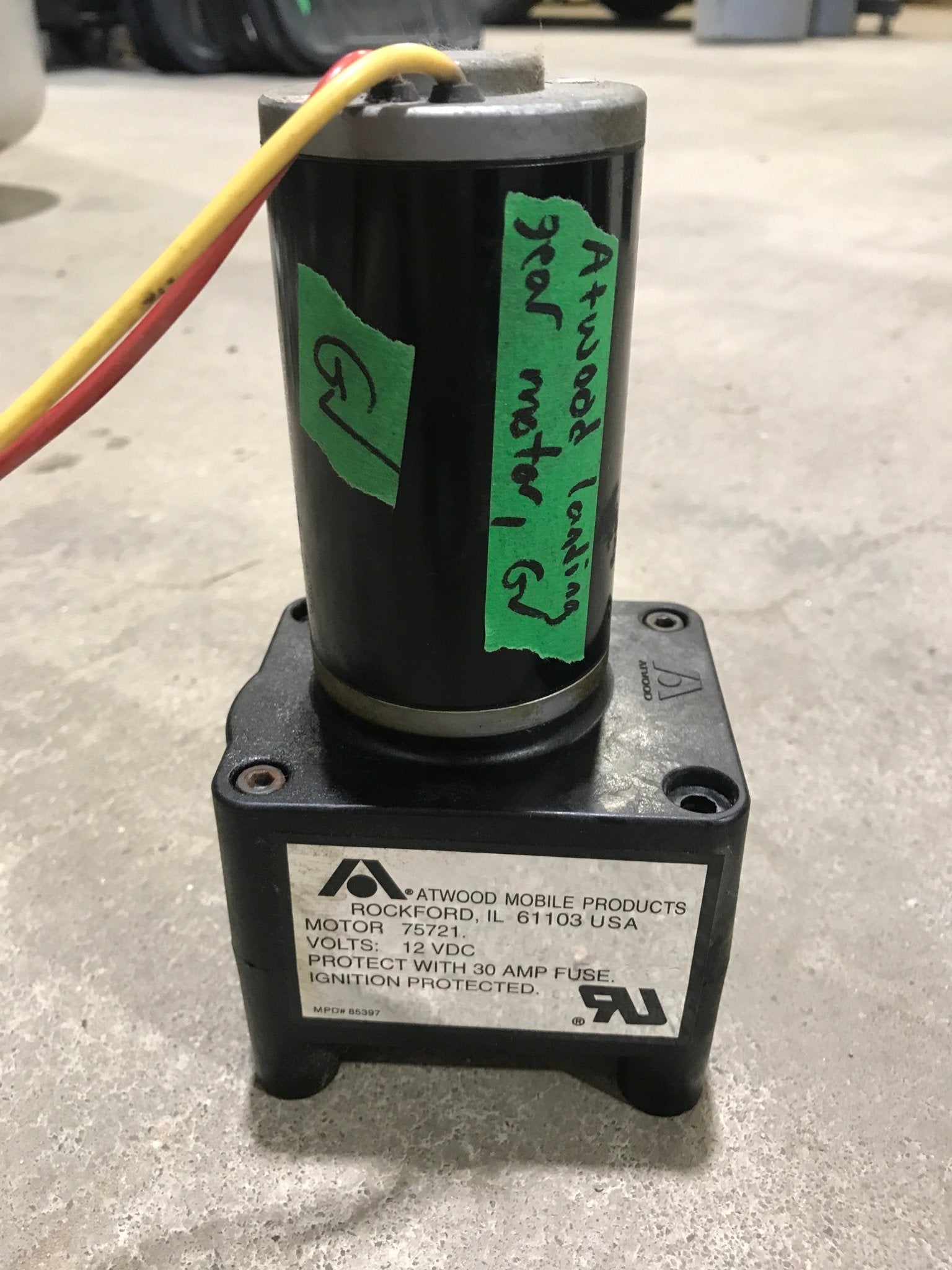 Used Atwood 75721 Electric Motor For R.V. Trailer Landing Gear 12VDC - Young Farts RV Parts