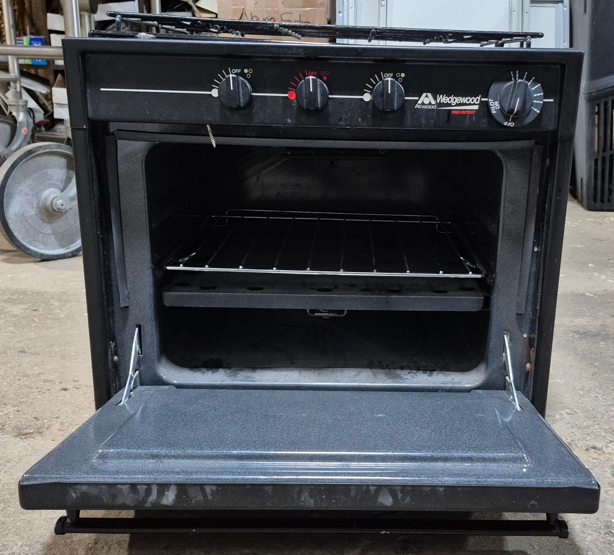 Used Atwood / Wedgewood Range Stove 3 - burner 17 3/4" H - R1736BB - Young Farts RV Parts