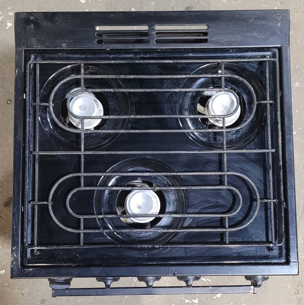 Used Atwood / Wedgewood range stove 3 - burner 21 1/4” H - R - 2138BBP - Young Farts RV Parts