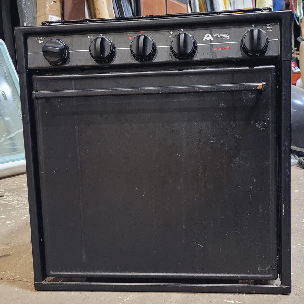 Used Atwood / Wedgewood range stove 3 - burner 21 1/4” H - R - 2138BBP - Young Farts RV Parts