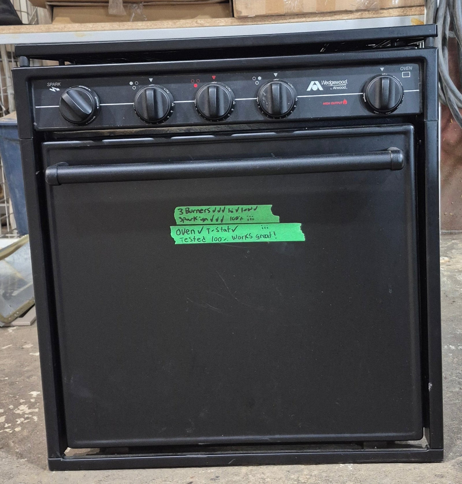 Used Atwood / Wedgewood Range Stove 3 - Burner, 21 3/8” H - R - 2138BBP - Young Farts RV Parts
