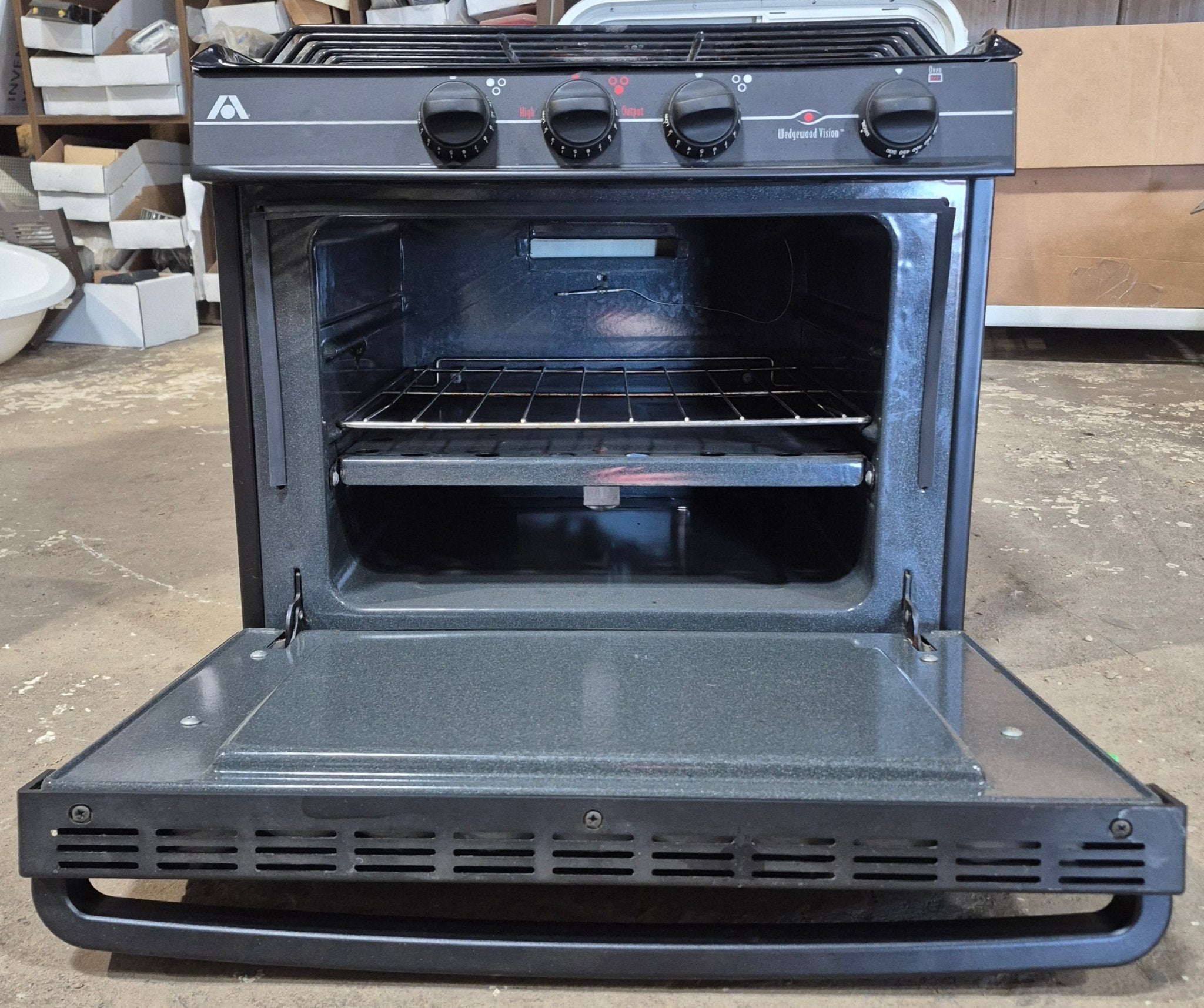 Used Atwood / Wedgewood Range Stove 3 - burner - R - V1733BB - Young Farts RV Parts