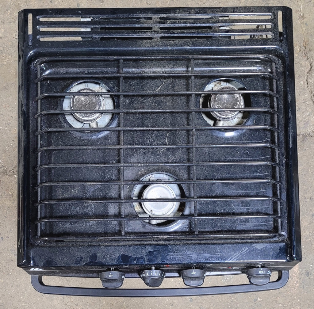 Used Atwood / Wedgewood Range Stove 3 - Burner - R - V1734BB - Young Farts RV Parts