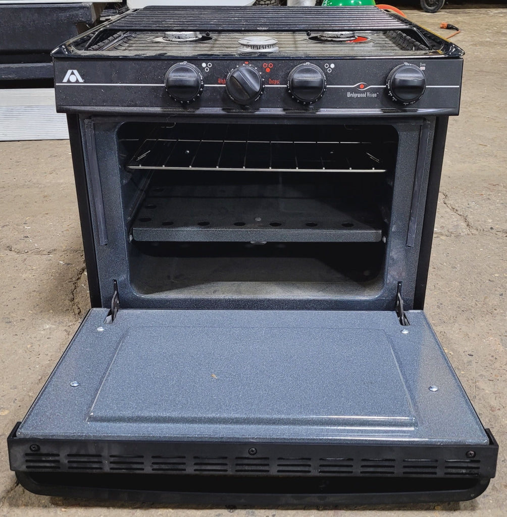 Used Atwood / Wedgewood Range Stove 3 - Burner - R - V1734BB - Young Farts RV Parts