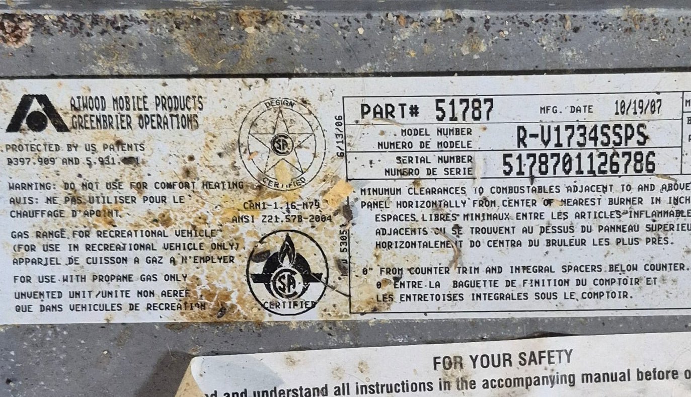 Used Atwood / Wedgewood Range Stove, 3 - Burner - R - V1734SSPS - Young Farts RV Parts