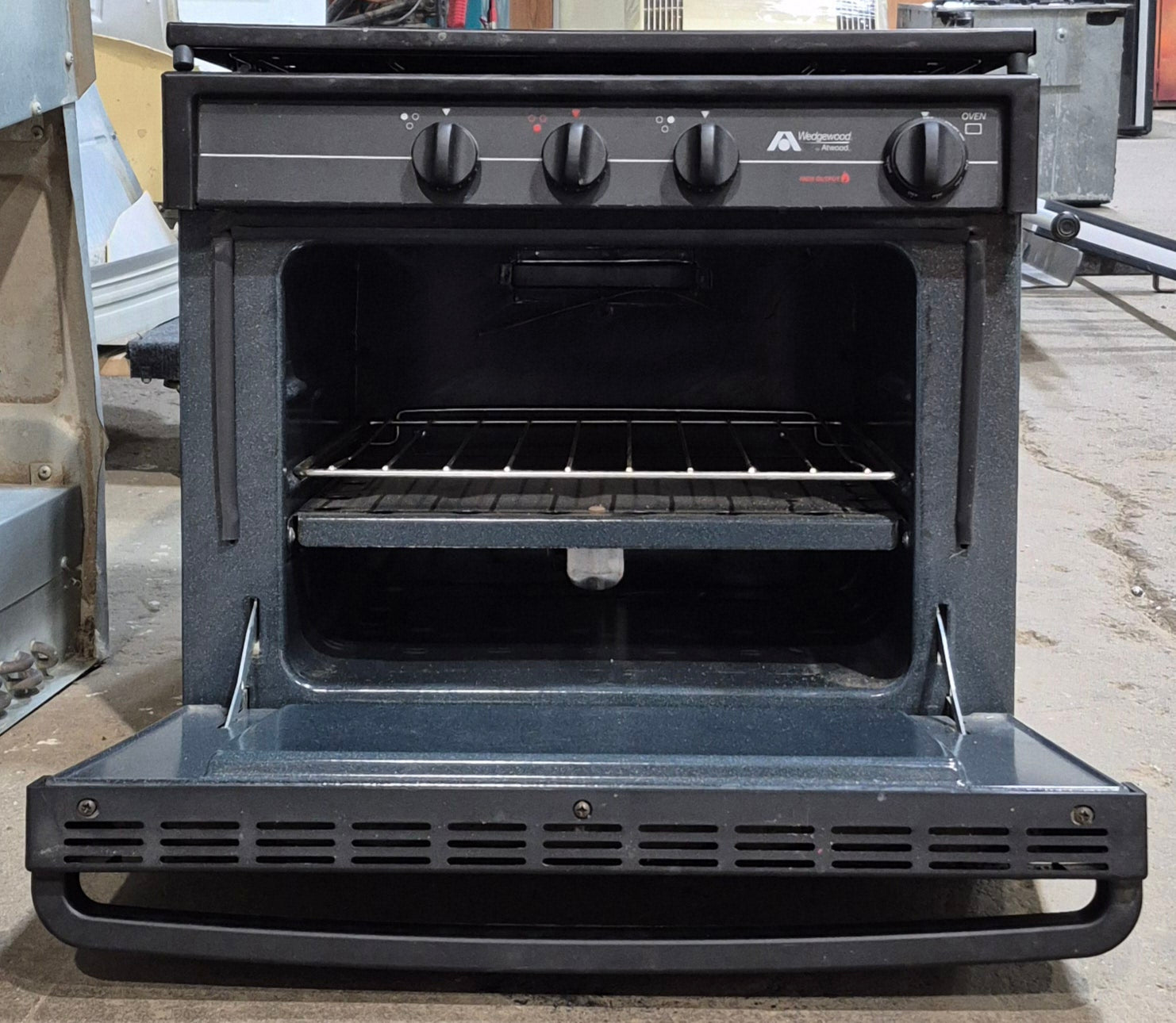 Used Atwood / Wedgewood Range Stove 3 - Burner - R - W1730BG - Young Farts RV Parts