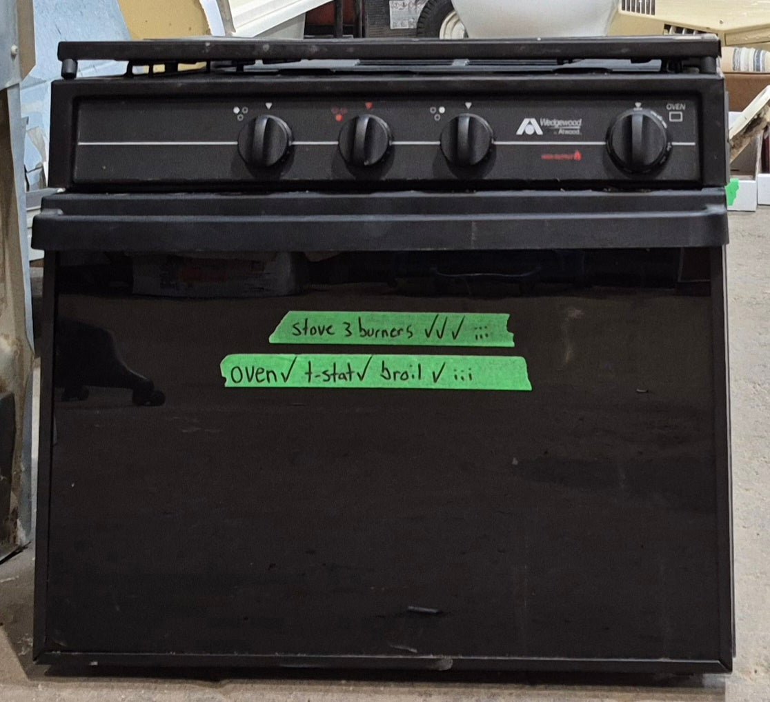 Used Atwood / Wedgewood Range Stove 3 - Burner - R - W1730BG - Young Farts RV Parts