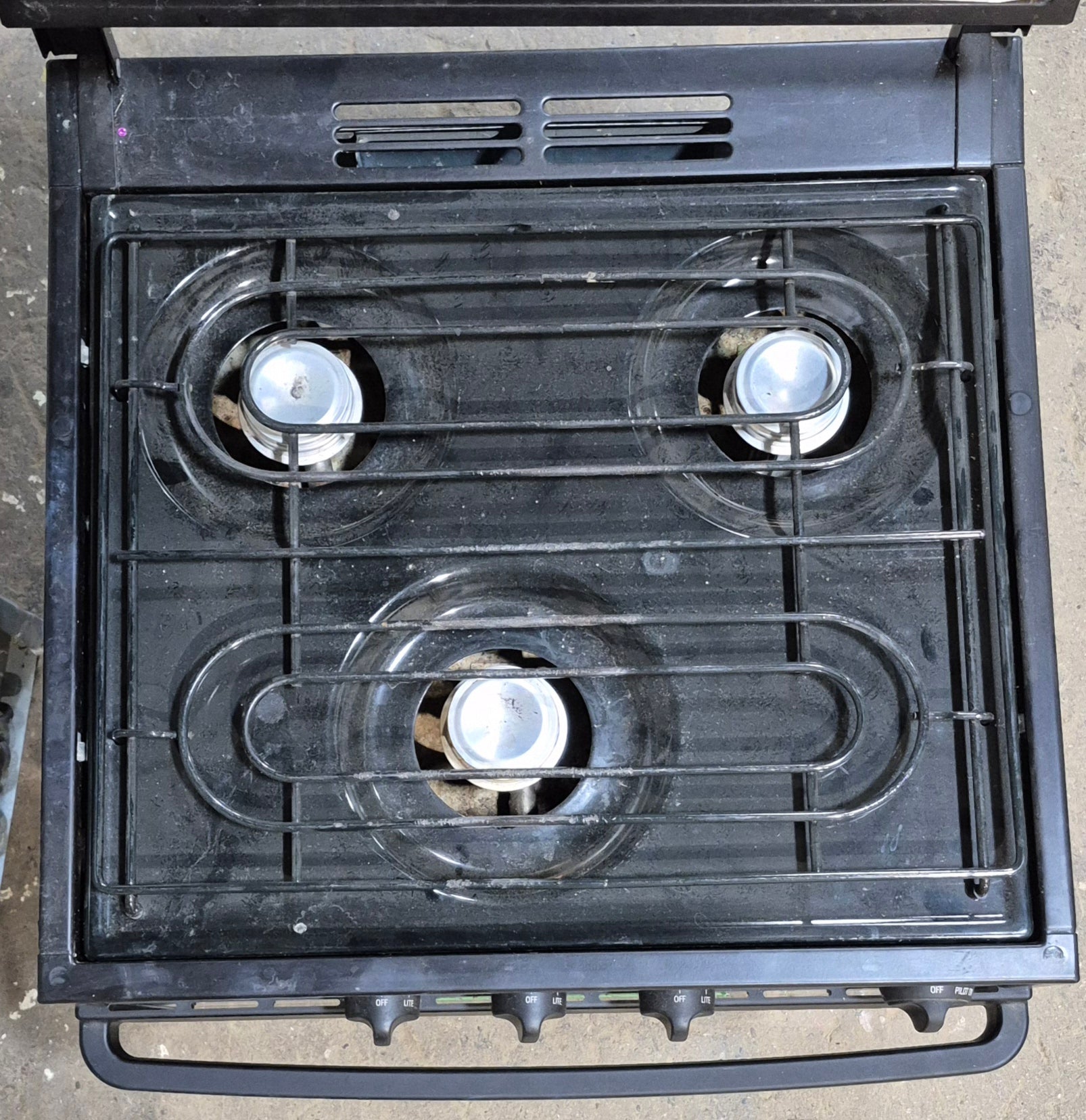 Used Atwood / Wedgewood Range Stove 3 - Burner - R - W1730BG - Young Farts RV Parts