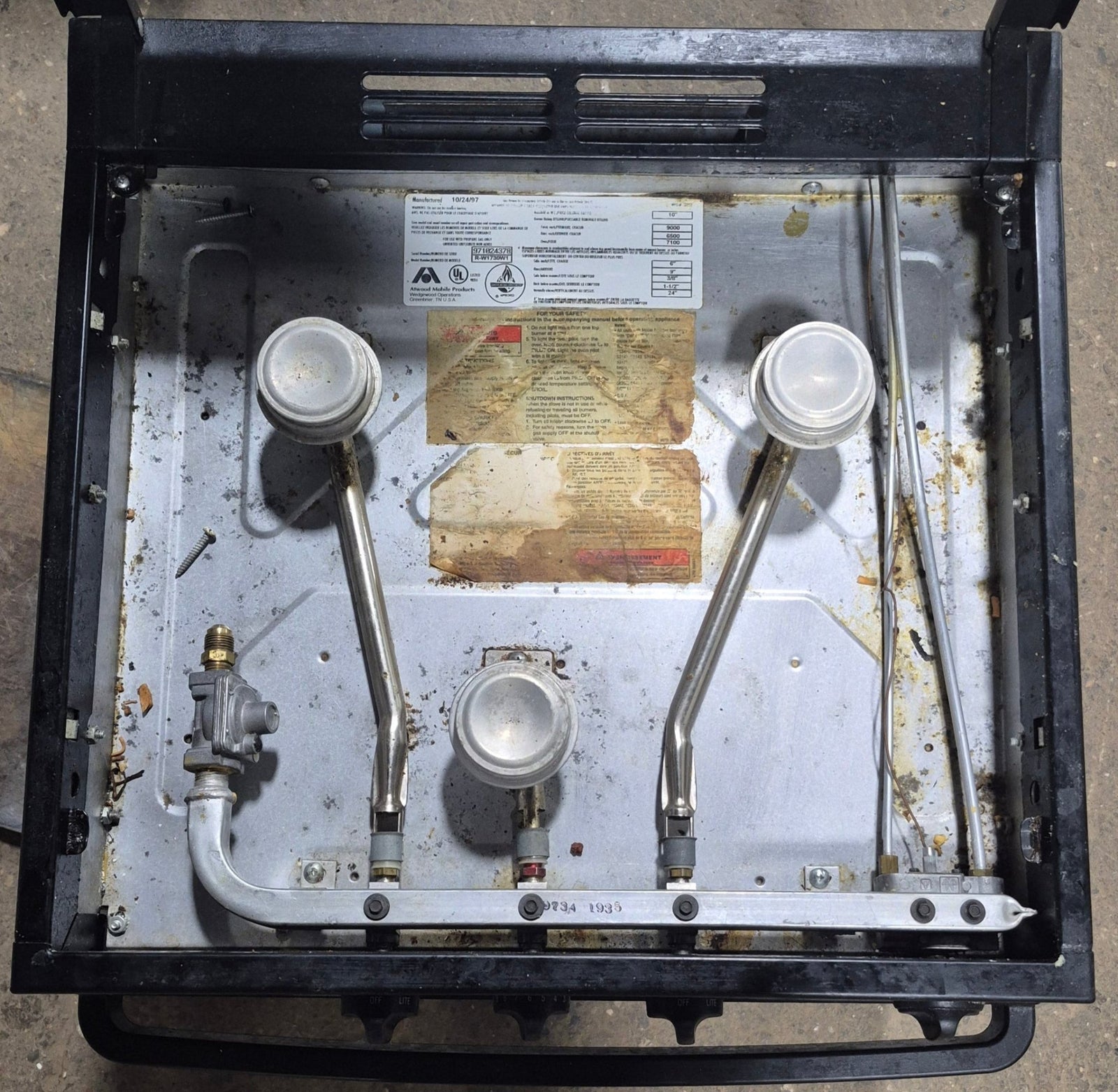 Used Atwood / Wedgewood range stove 3 - burner R - W1730W1 - Young Farts RV Parts