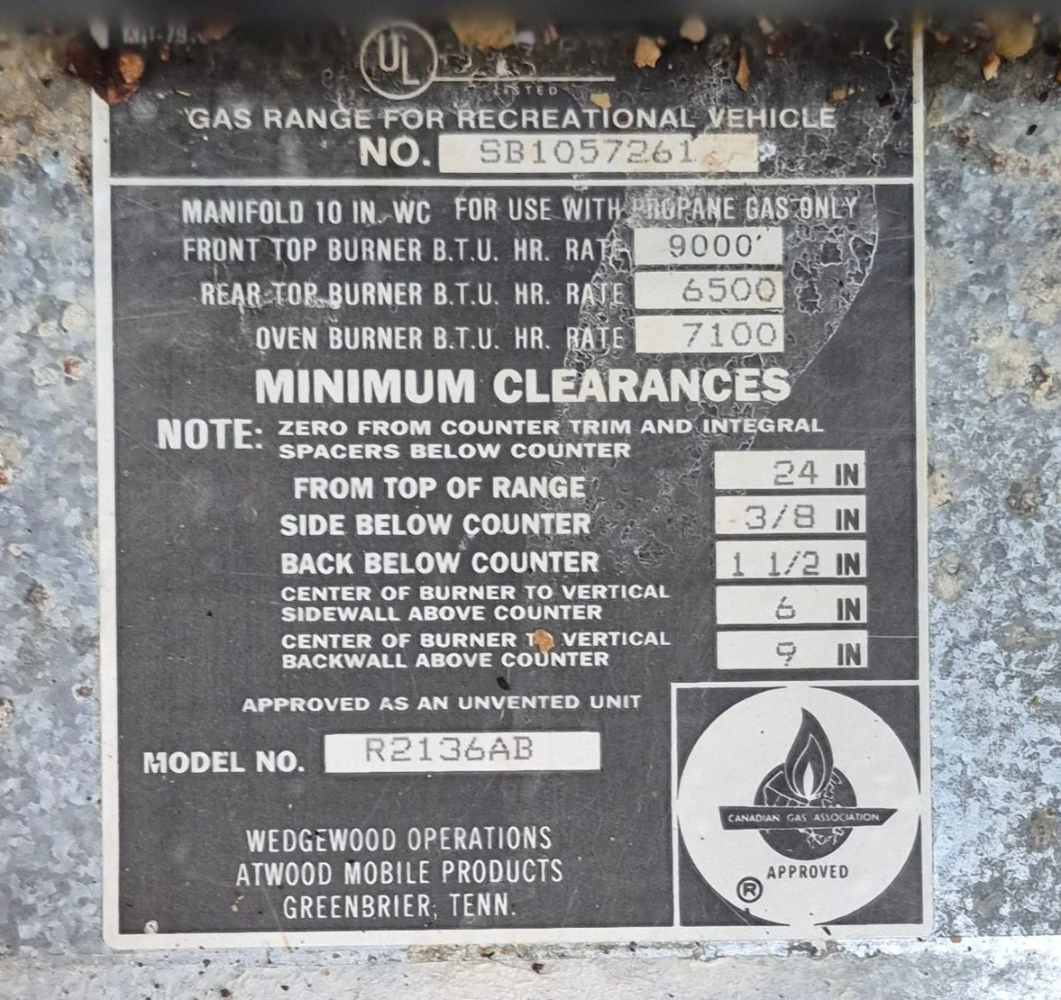 Used Atwood / Wedgewood Range Stove 3 - Burner R2136AB - Young Farts RV Parts