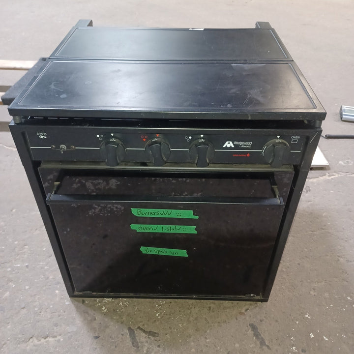 Used Atwood / Wedgewood Range Stove 3-Burner - R2137BGP - L 20" × W 20" × H 21" - Young Farts RV Parts