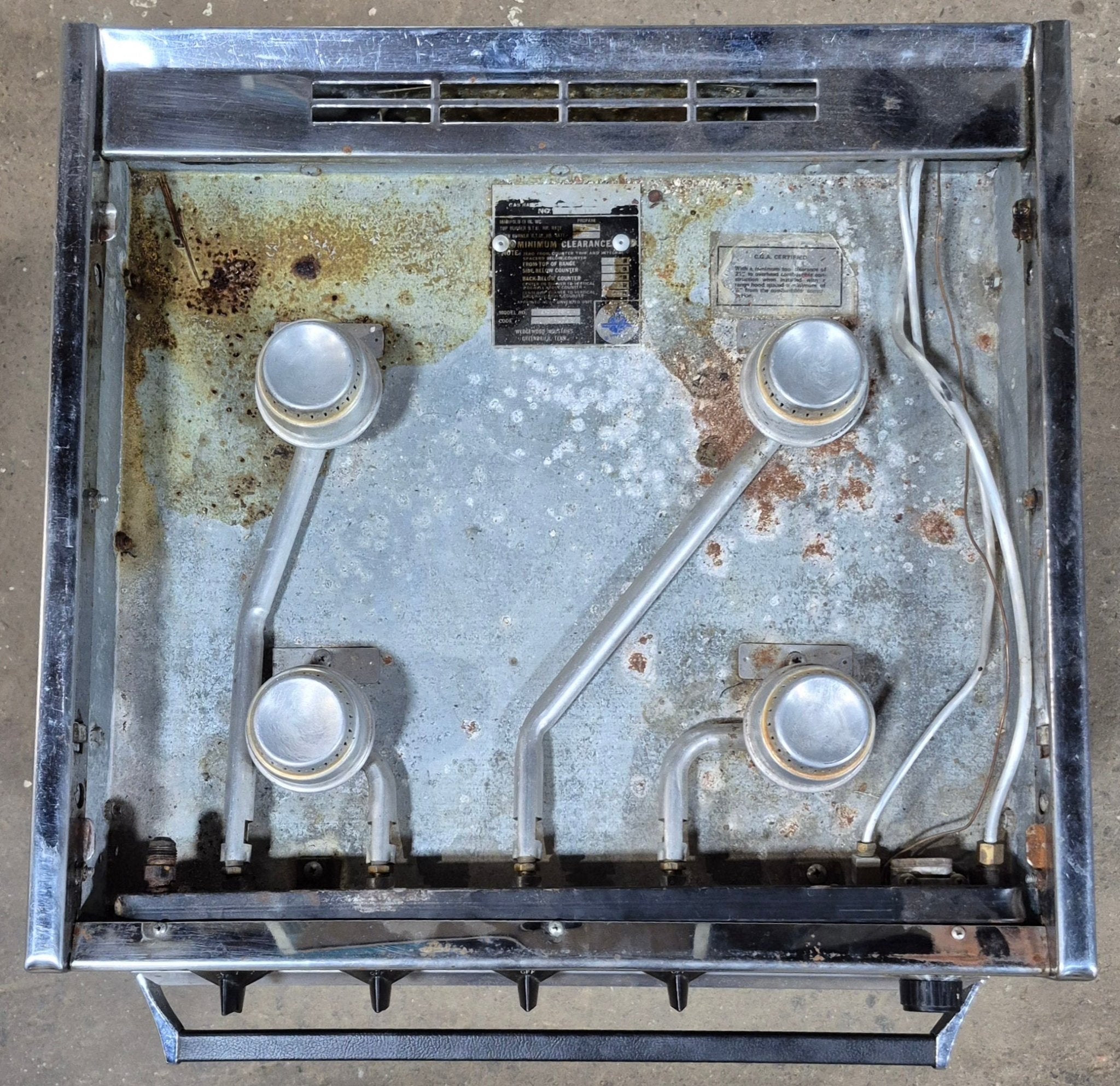 Used Atwood / Wedgewood range stove 4 - burner Retro/ Vintage - T2150 BG - Young Farts RV Parts