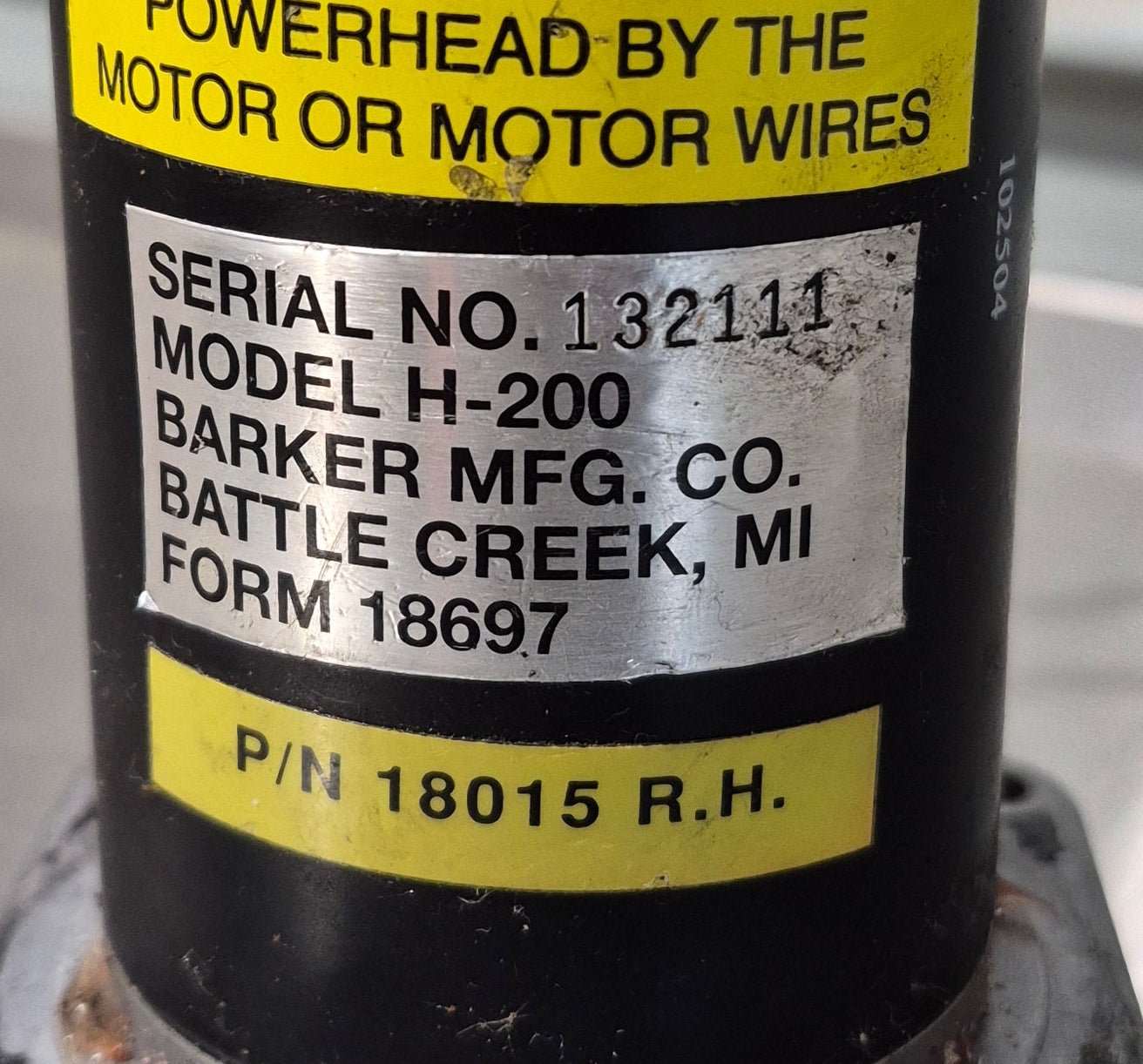 Used Barker RV Slide Out Motor - H - 200 (18015 R.H.) - Young Farts RV Parts