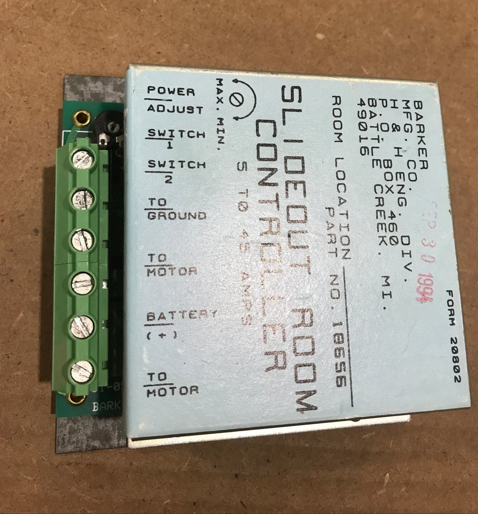 Used Barker Slide - Out Controller - 18656 - Young Farts RV Parts