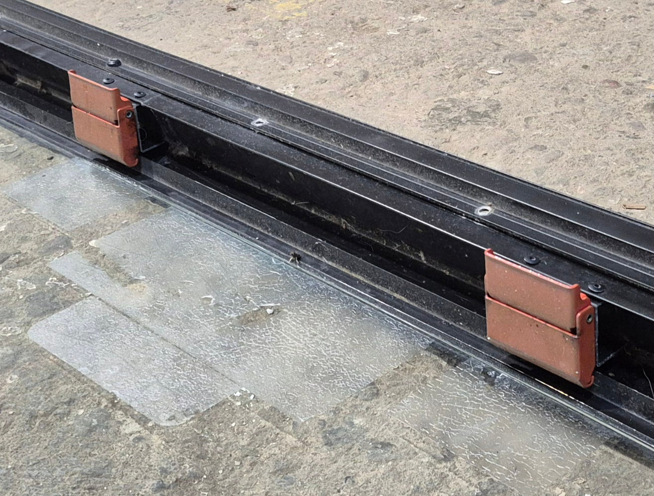 Used Black Emergency Radius Opening Window : 59 1/4" W x 21 1/4" H x 1 7/8" - Young Farts RV Parts