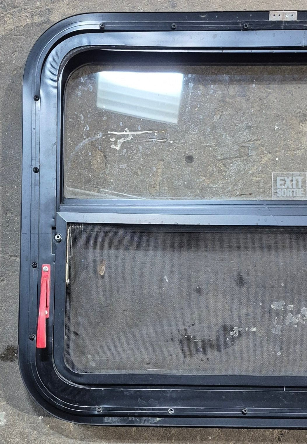 Used Black Radius Emergency Opening Window : 29 1/4